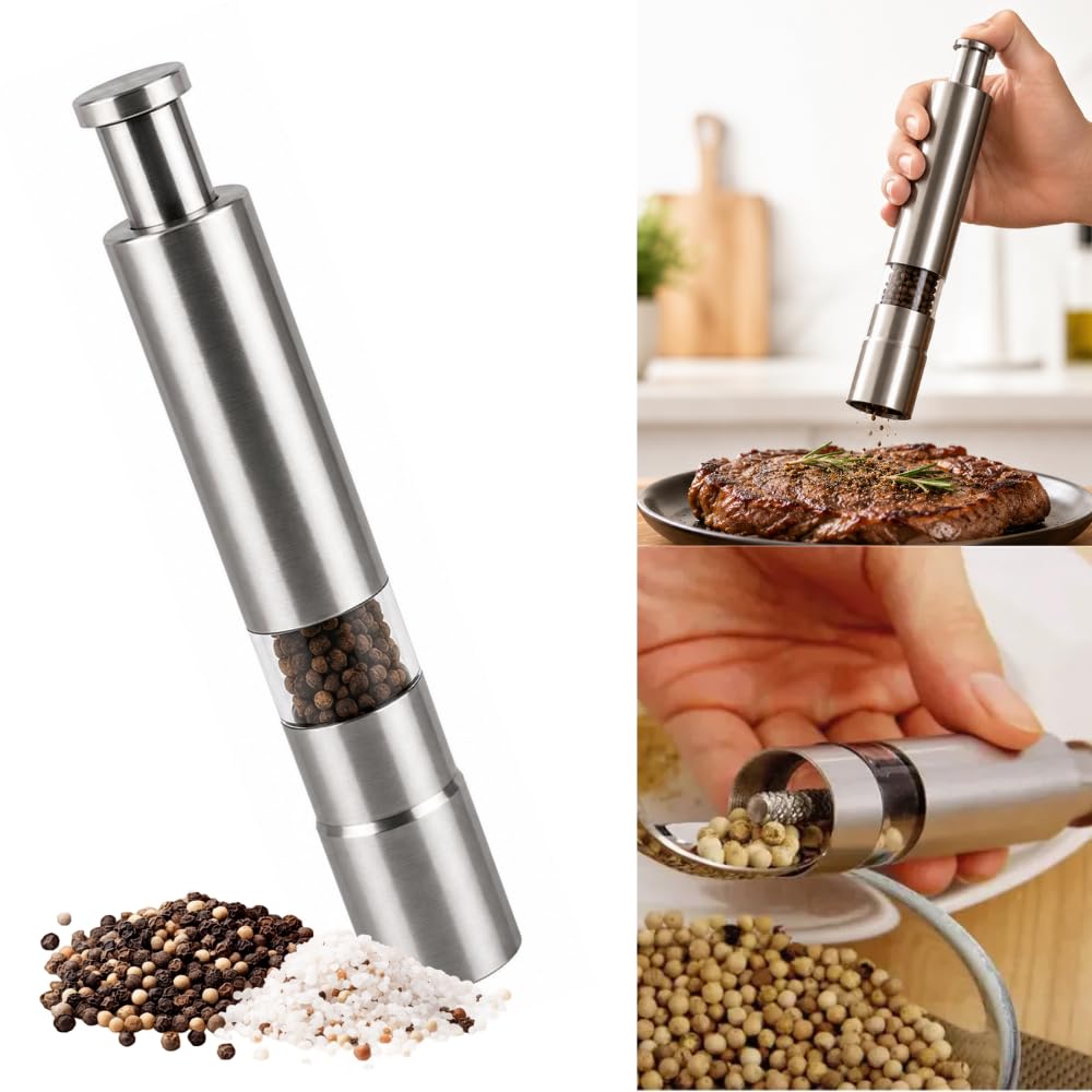 Moedor de Sal e Pimenta Manual Inox com Visor e Qualidade Premium
