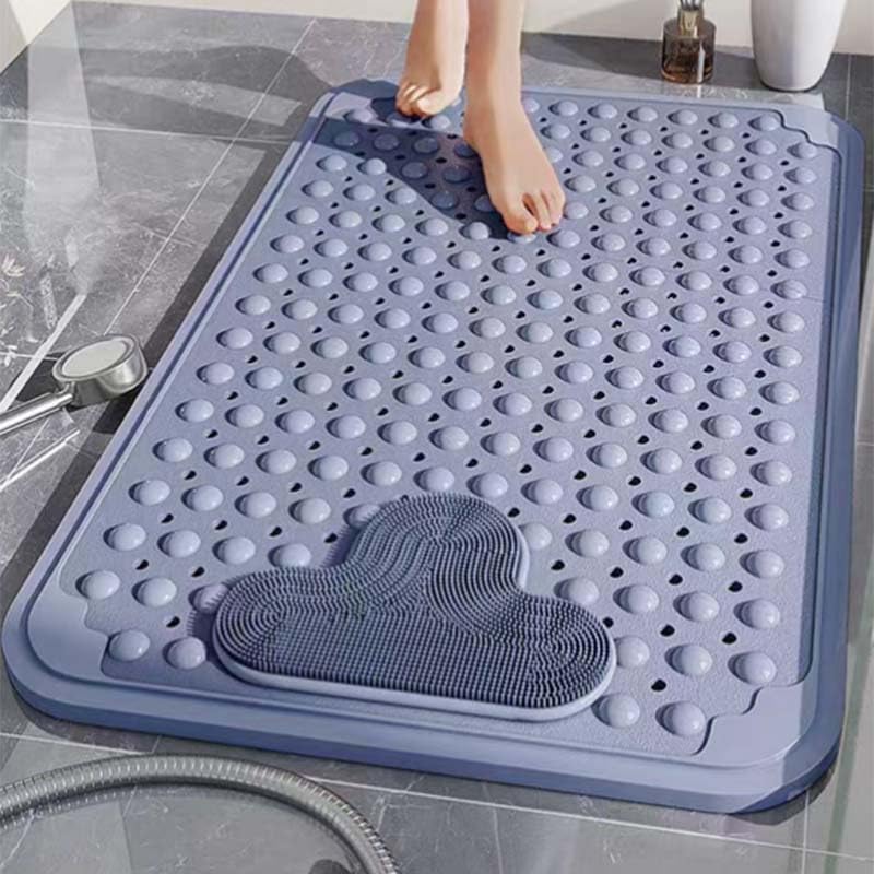 Tapete Antiderrapante para Banheiro com Massagem Ventosas Fortes Alívio para os Pés Idosos e Gestantes (Azul, Azul)