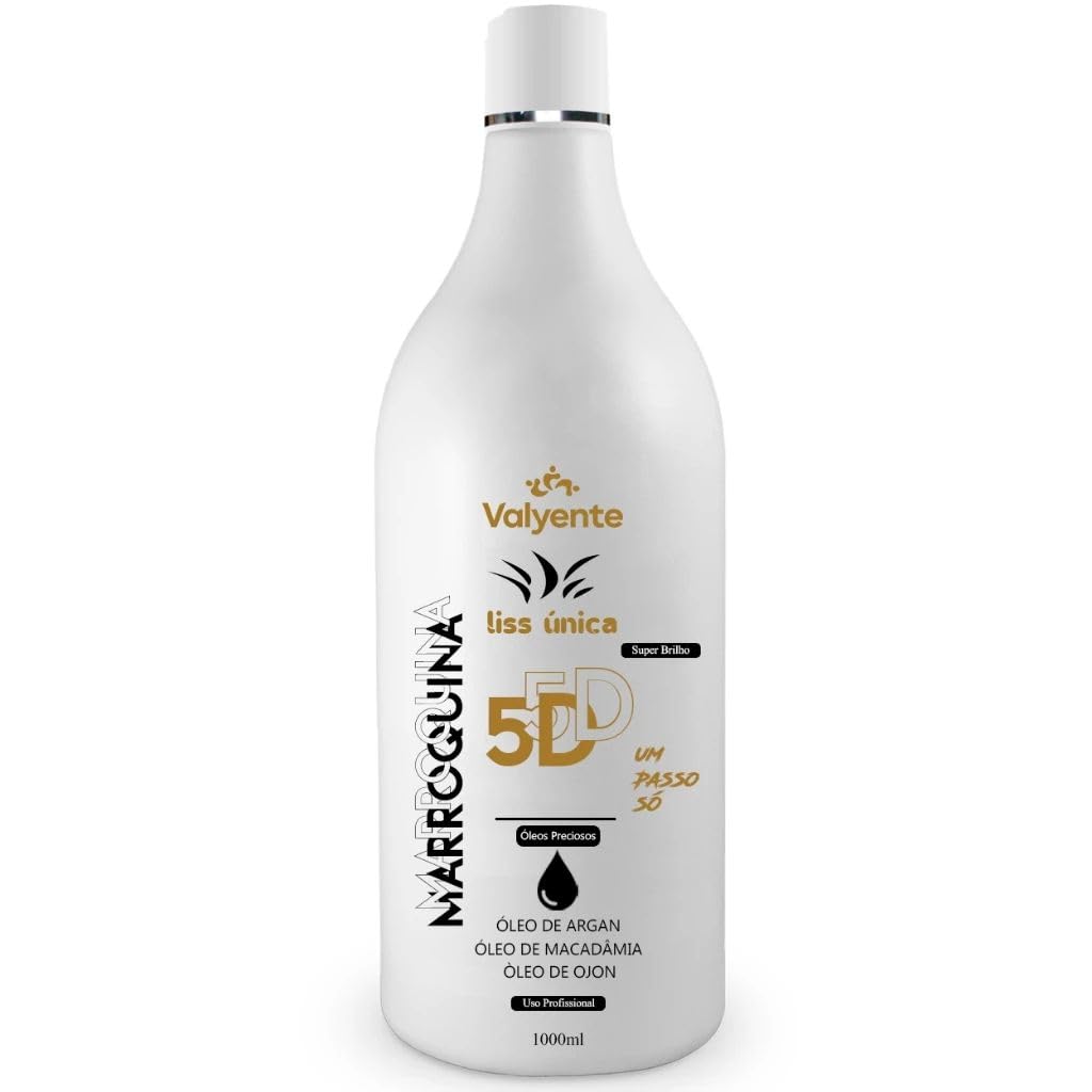 Escova Progressiva Valyente Marroquina Liss 1000ml com Óleo de Argan | Alinha os fios, reduz o volume e combate o frizz de forma eficaz, proporcionando brilho intenso com Óleo de Argan.