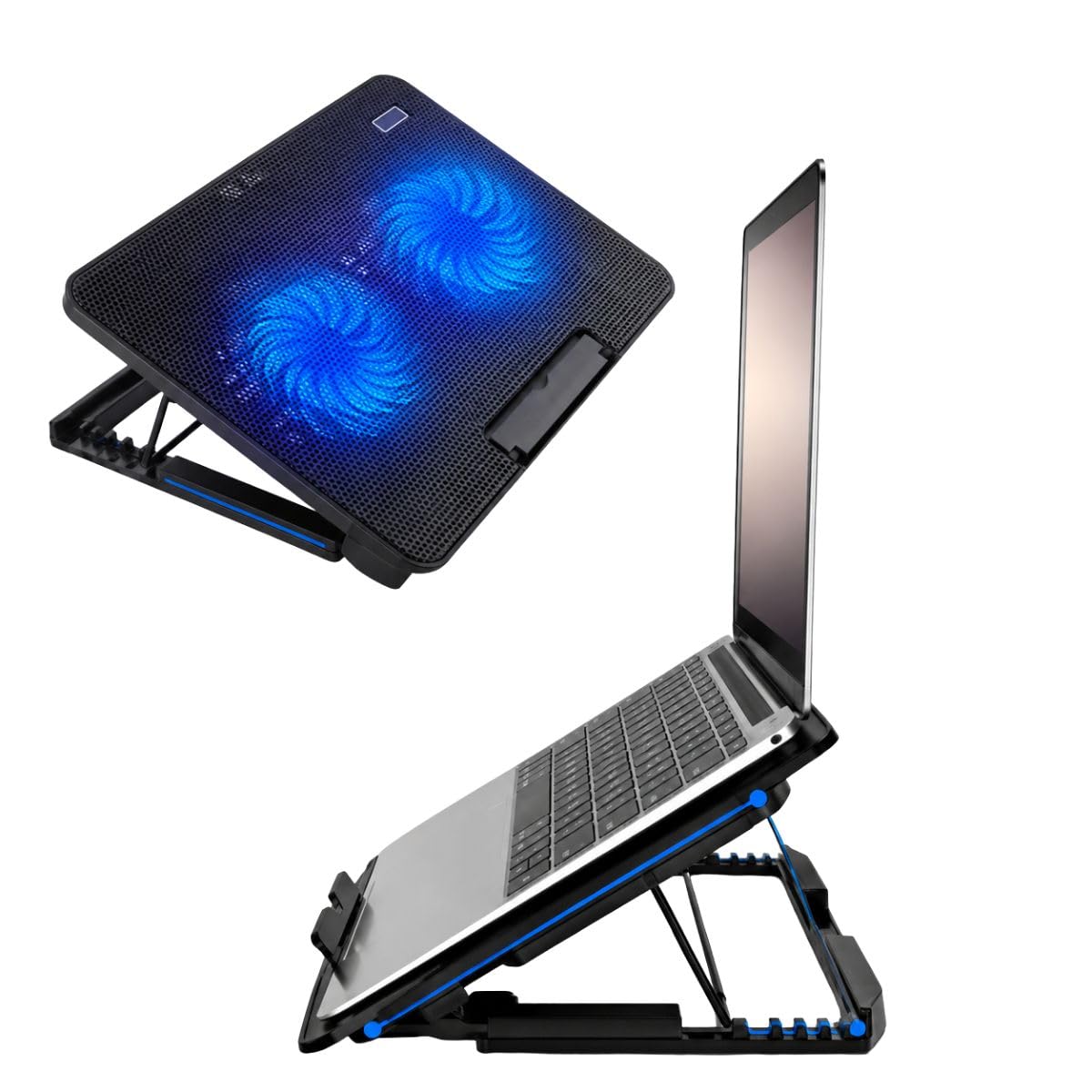 Suporte para Notebook com 2 Coolers, Ajustável e Ergonômico até 17"