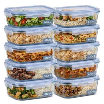 Kit 10 Potes Herméticos de Vidro 640ml | Organize Sua Cozinha com Praticidade