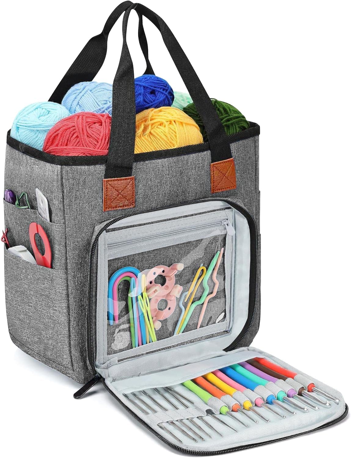 Bolsa Organizadora de Croche, Bolsa de Tricô com Divisórias Internas | Bolsa Organizadora de Croche