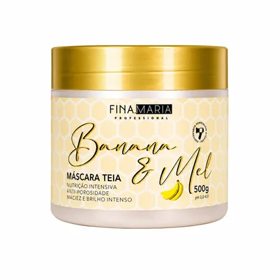 Máscara Capilar Banana e Mel 500g Nutrição Intensiva | Combate a porosidade, reduz o frizz e sela as cutículas na 1ª aplicação.