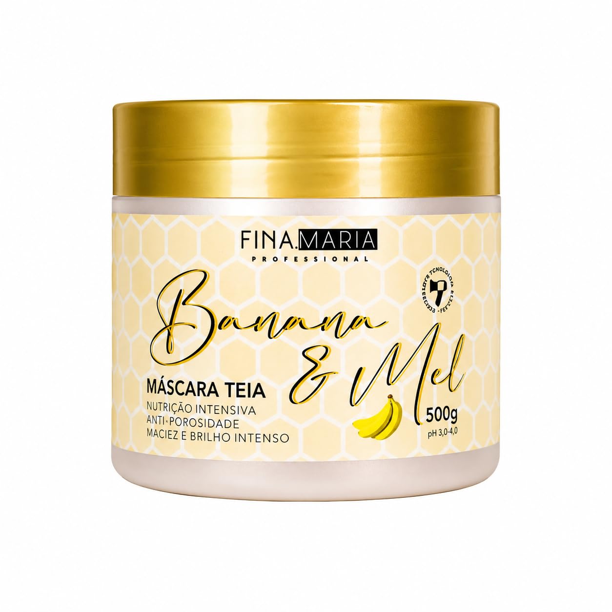Máscara Capilar Banana e Mel 500g Nutrição Intensiva | Combate a porosidade, reduz o frizz e sela as cutículas na 1ª aplicação.