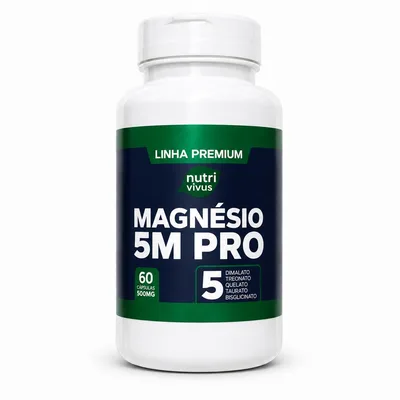 MAGNÉSIO 5M PRO 60 cápsulas SUPLEMENTO ALIMENTAR NUTRI VIVUS | Cápsula, Uso Diário, Suplemento alimentar, 5 magnésios