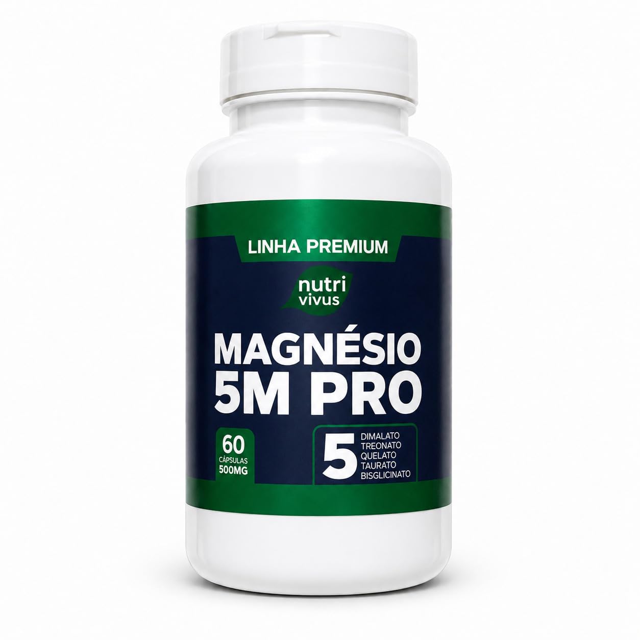 MAGNÉSIO 5M PRO 60 cápsulas SUPLEMENTO ALIMENTAR NUTRI VIVUS | Cápsula, Uso Diário, Suplemento alimentar, 5 magnésios