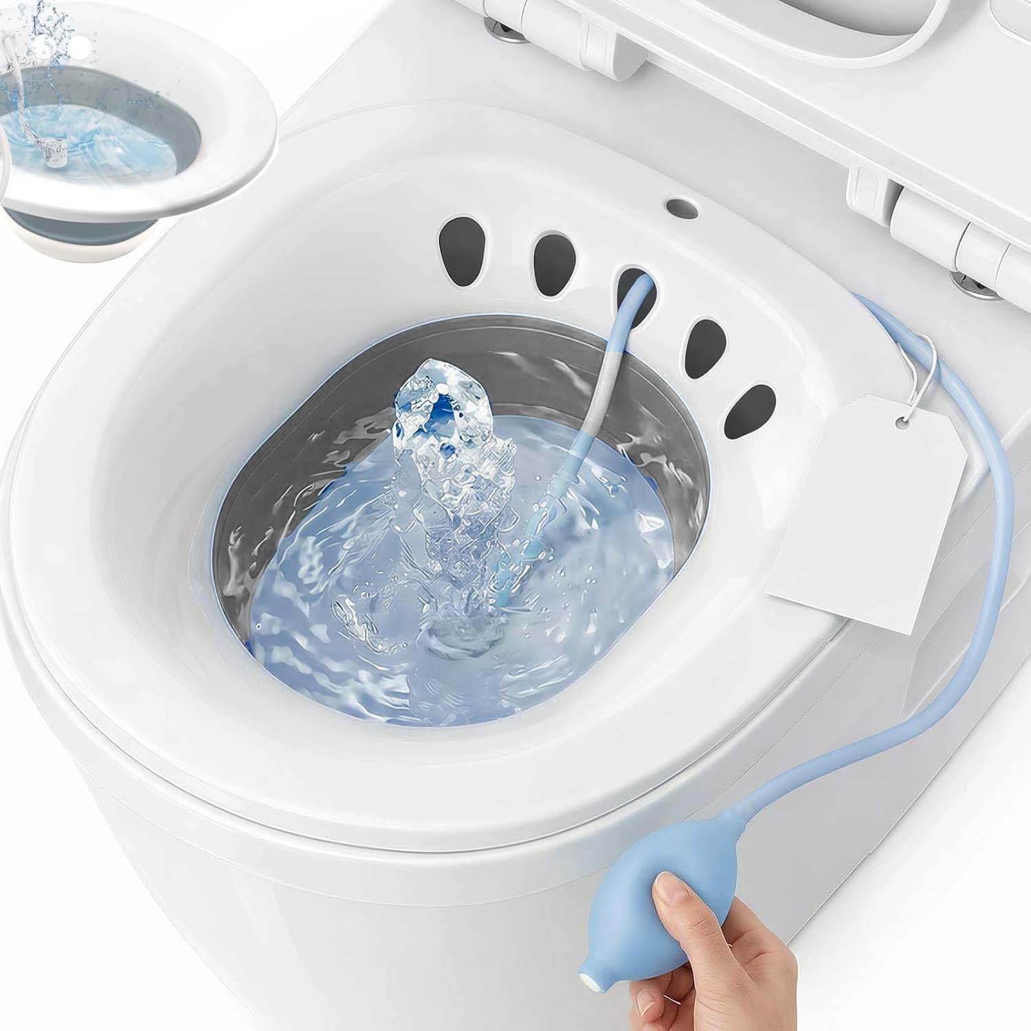 Bacia para Banho de Assento, Banho de Assento, Bacia Portátil para Banho Assento, Profundidade ajustável e dobrável, para banho assento com conforto, encaixa bem no vaso sanitário, Fácil de guardar