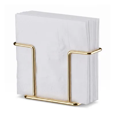 Porta-Guardanapo de Metal Cromado Dourado 13,5 x 8,5 cm | Base Estável, Fácil de Limpar