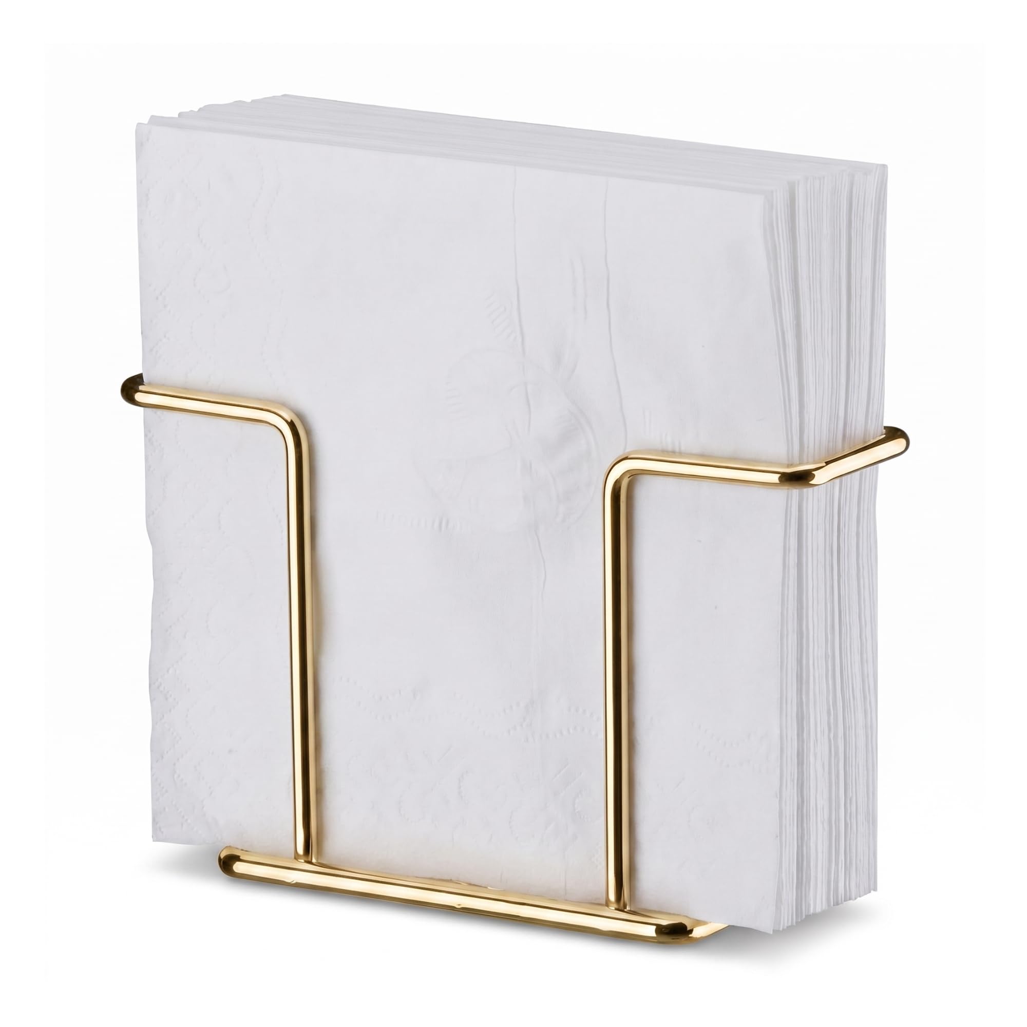 Porta-Guardanapo de Metal Cromado Dourado 13,5 x 8,5 cm | Base Estável, Fácil de Limpar