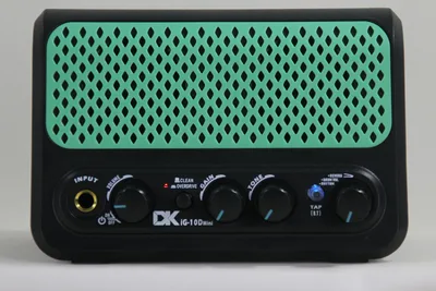 VEDO Alto-falante compacto de 10W，Amplificador Guitarra Portátil com Bateria Eletrônica 30 Ritmos Bluetooth Alto-Falante Duplo Recarregável USB-C Modos Clean/Overdrive e Entradas AUX/Fone Prática
