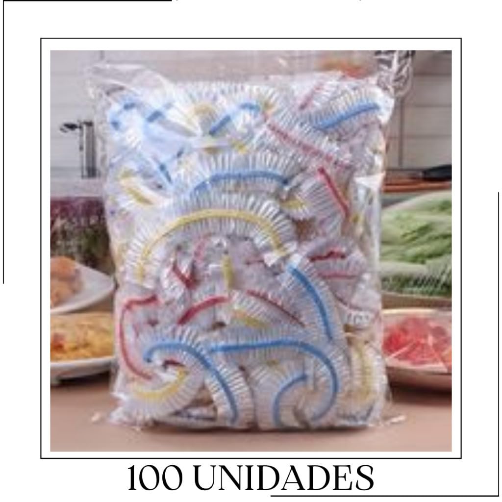 100 Tampas Plásticas Descartáveis para Alimentos Ajustáveis (100 uni (1 pacote))