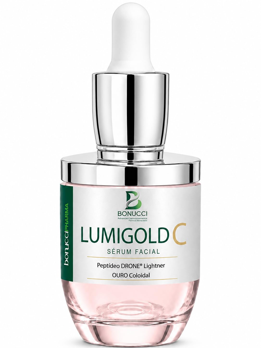 Sérum Facial Vitamina C Nanoencapsulada 5% Lumigold C Bonucci Pharma 30g | com Alfa-Arbutin | Uniformiza a Aparência do Tom, Ilumina e Ação Antioxidante | Ouro Coloidal + Peptídeo DRONE® Lightner
