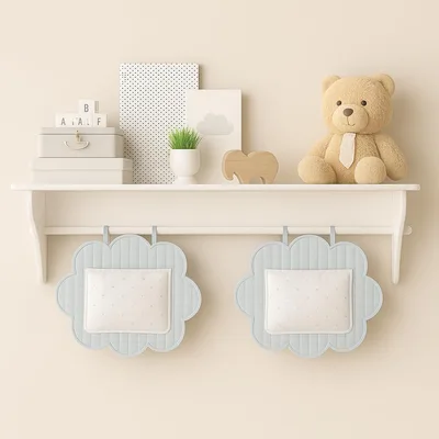 Prateleira Infantil MDF com Varão Porta Fraldas para Quarto de Bebê(Prat-60-Branco)