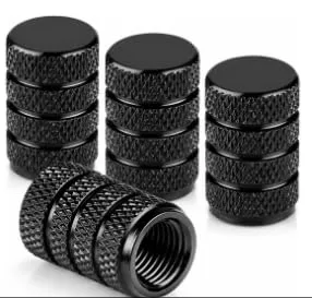 Tampinha de Válvula de Pneu Decorativa Universal Preta Tampa Bico para Pneu Carro Moto Bicicleta Bike Caminhao, 4 unidades, Preta