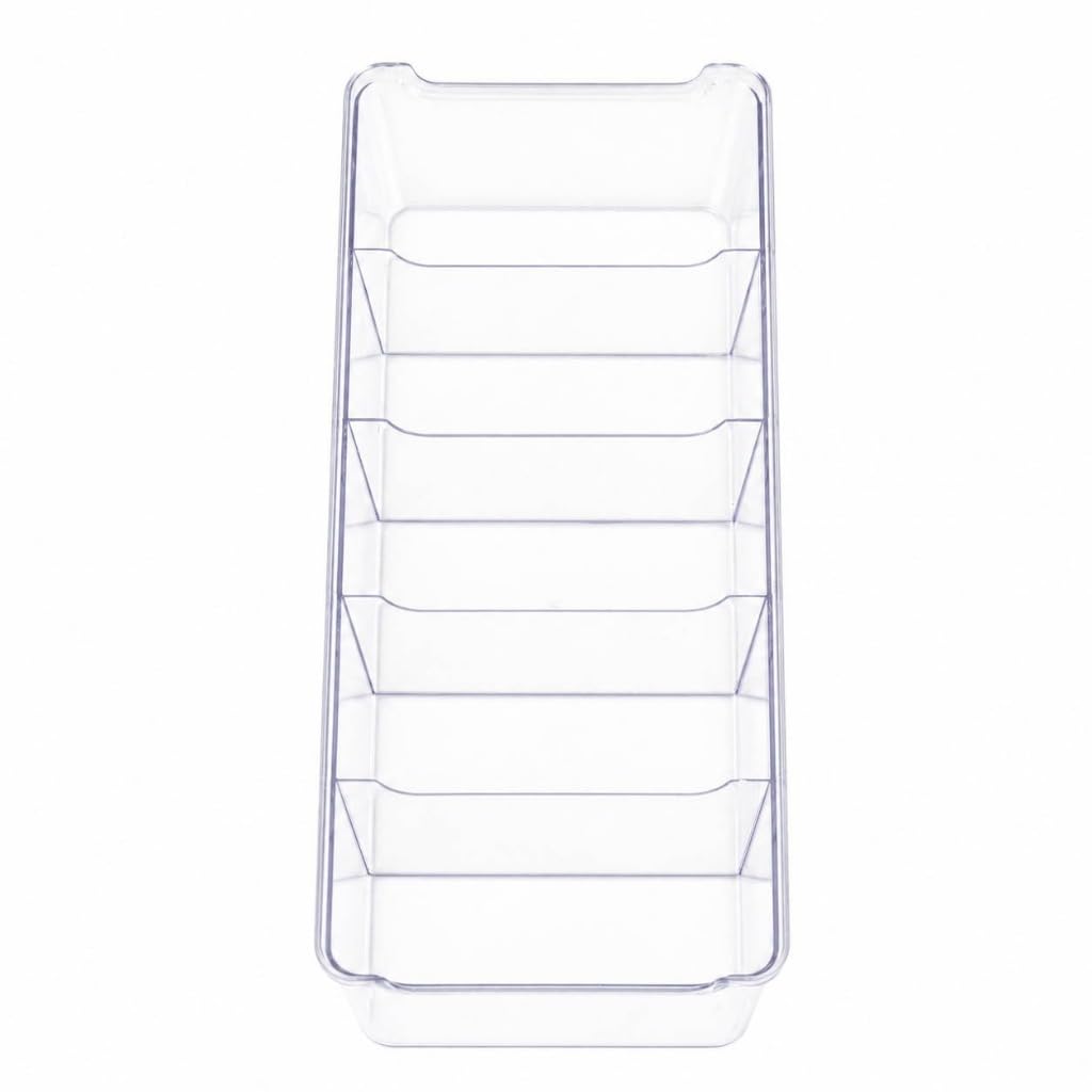 Kit com 6 organizadores em acrílico injetado 5 divisórias 29x12x5,5cm, para gavetas, meias e roupa de bebê