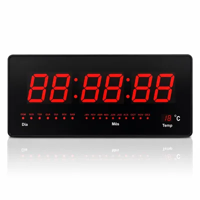 Relógio de Parede Digital Grande LED 47x23 cm | Para Academia, Com Alarme, 12/24h
