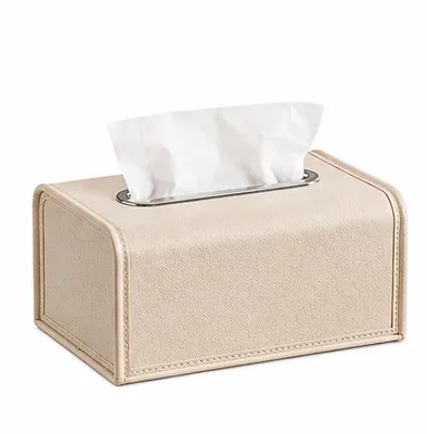 Caixa Porta Lenços Elegante para Sala, Escritório e Viagem (Off white) | Caixa porta lenços com mola interna, abertura prática e dimensões de 19 x 11 x 13 cm.