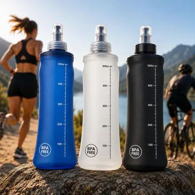 Garrafa Dobrável Soft Flask 500 ml Silicone Flexível BPA Free Corrida Bike