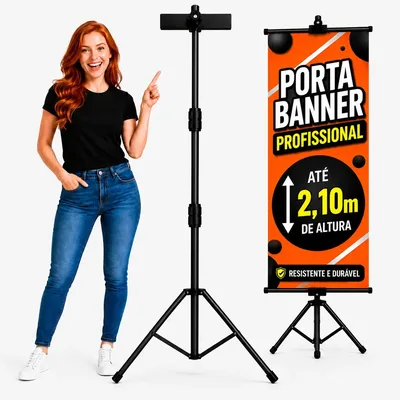 Porta Banner Com Garra Pedestal Tripé Suporte Imediato