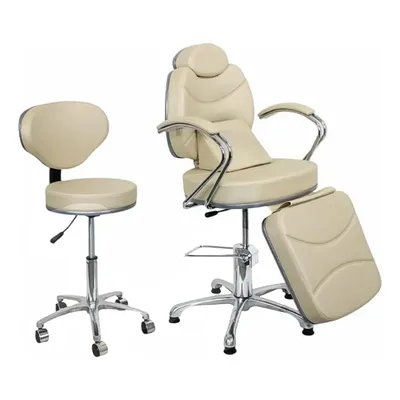 Cadeira Poltrona Luxo Reclinável Maquiagem Kit Mocho+lombar