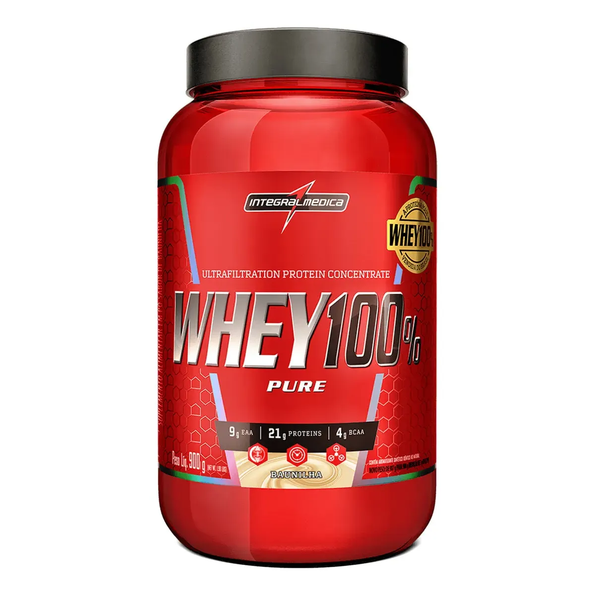 Whey 100% Pure Baunilha 900g Pote - Proteína Pura e Rápida Absorção para Melhor Performance