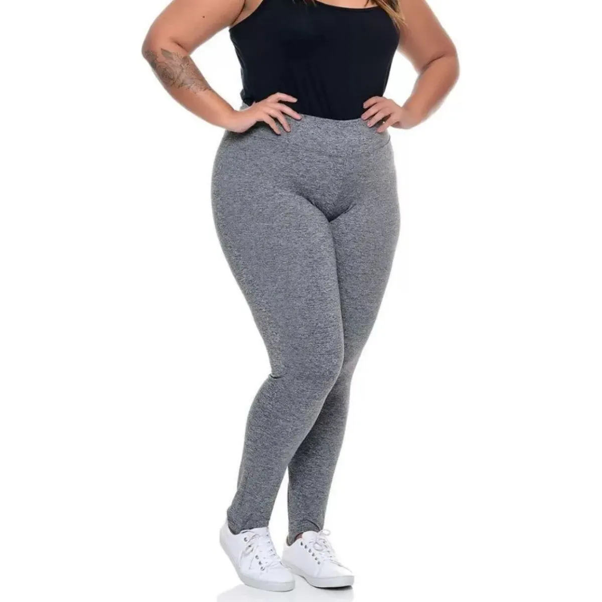 Calça Leg Feminina Plus Flanelada Alta Outono/inverno