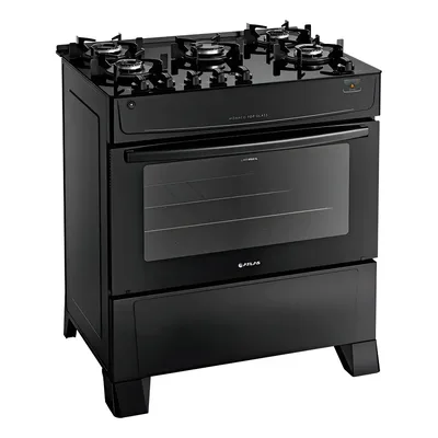 Fogão Atlas 5 Bocas preto Mônaco Top Glass com Acendimento automático