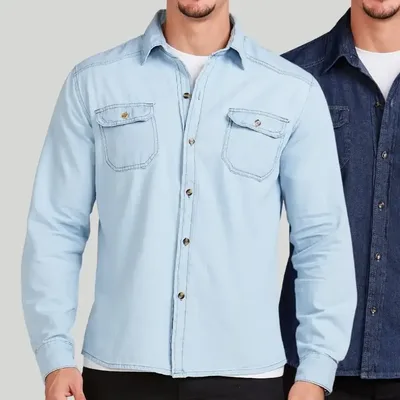 Kit 2 Camisa Masculina Jeans Social Slim Importada