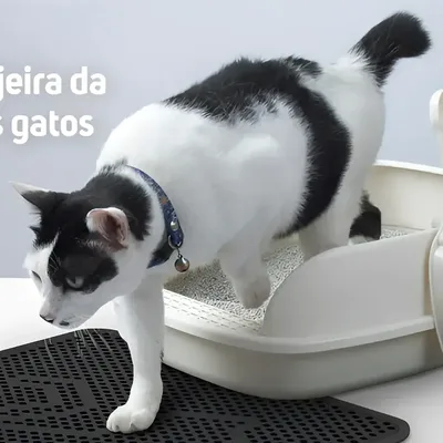 Tapete Higiênico Gato Coletor Caixa De Areia Preto Tam G