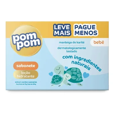 Kit Sabonete em Barra Pom Pom Manteiga de Karité com 5 Unidades de 70g