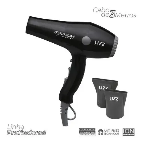 Secador Profissional Lizz Pro Titanium Black 2150W 127 Volts