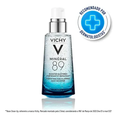 Sérum Facial Hidratante com Ácido Hialurônico e Minerais, Fortalece e Hidrata a Pele Textura Gel Absorção Rápida, Minéral 89 Vichy 50ml