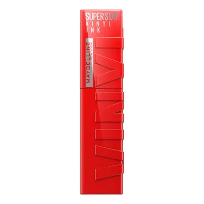 Batom Líquido, Longa Duração, Acabamento Vinil Espelhado e Efeito Gloss, Brilho Instantâneo, Conforto para os Lábios, Fórmula Vegana, Cor Red-Hot, SuperStay Vinyl Ink Maybelline NY 4,2ml