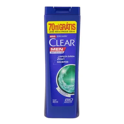 Shampoo Clear Men Anticaspa 2 Em1 Limpeza Diária 400ml