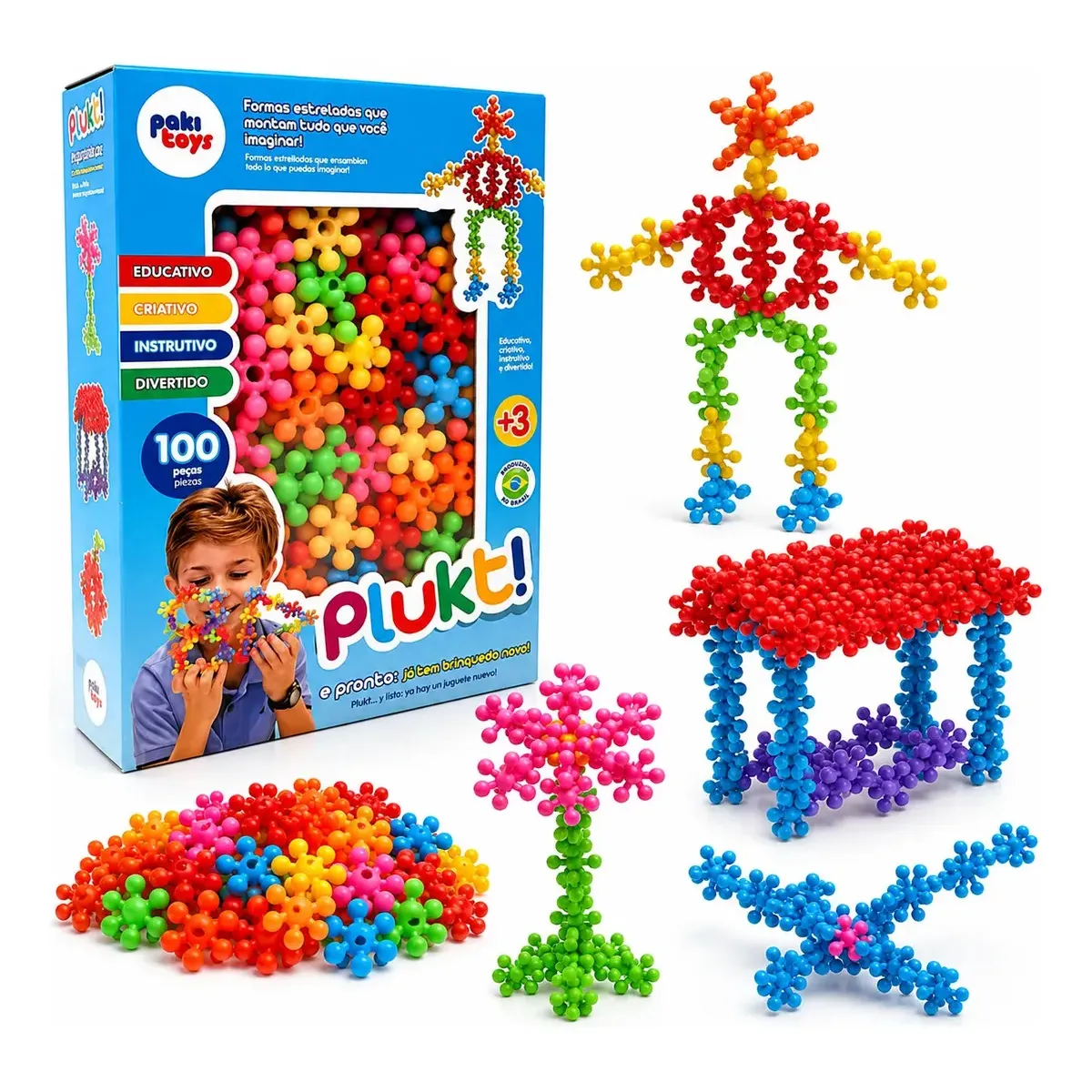 Brinquedo Montar Plukt Estrelas Educativo Criativo 100 Peças