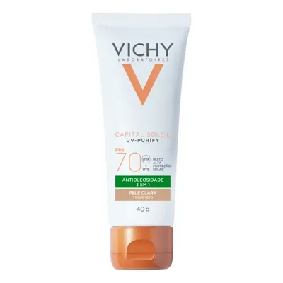 Protetor Solar Facial Antioleosidade e Purificante com Toque Seco FPS 70 Sem Cor Capital Soleil Purify Vichy 40g