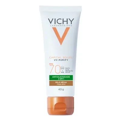 Protetor Solar Facial Antioleosidade e Purificante com Toque Seco FPS70 Cor Média Capital Soleil Vichy 40g