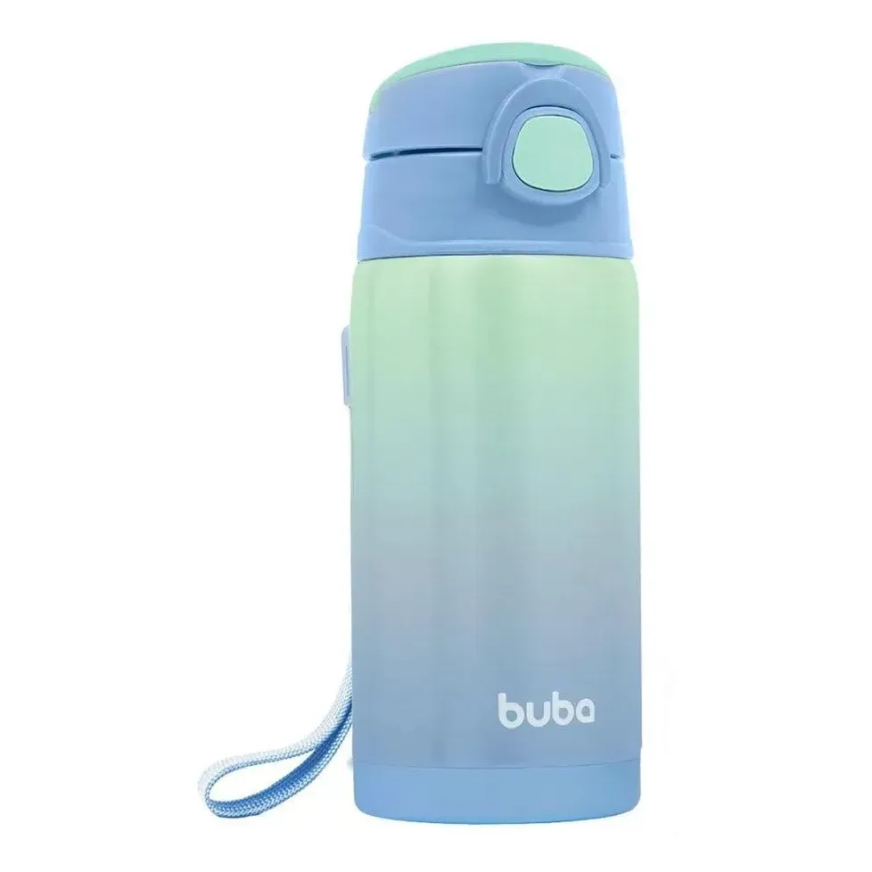 Buba Copo Térmico Parede Dupla Com Canudo Azul-claro 400ml