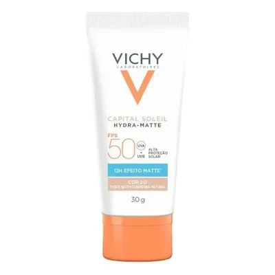 Protetor Solar Facial com Cor Efeito Matte 12h Toque Seco Alta Proteção FPS 50 Cor 2.0 Capital Soleil Vichy 30g