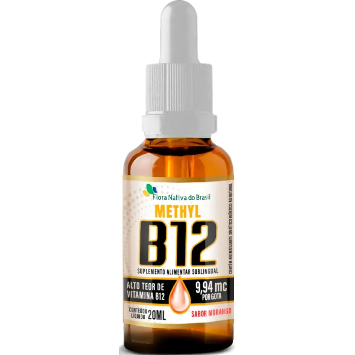 Vitamina B12 Metilcobalamina Gotas Flora Nativa 20ml Sabor Morango