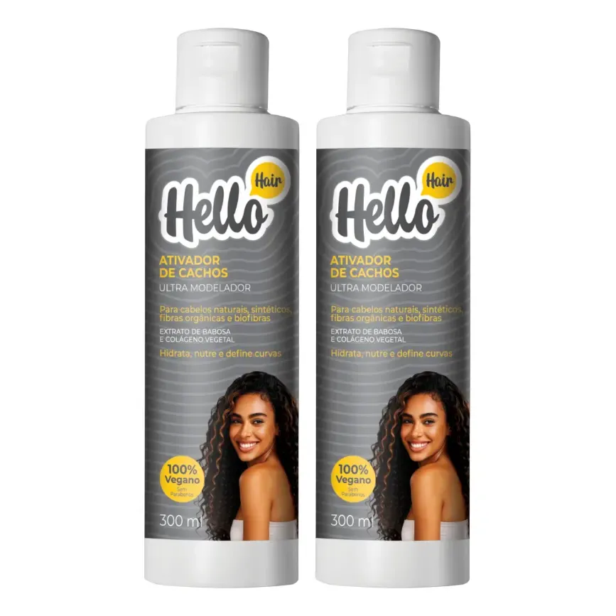 Kit 2 Ativador De Cachos Ultra Modelador Hello Hair 300ml