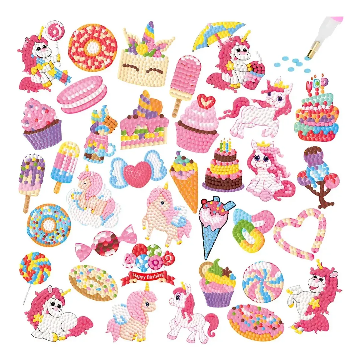 Kit Adesivos De Pintura Com Diamantes Para Crianças Infantil