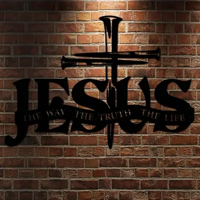 1 Peça De Decoração De Parede Metal Jesus Cruz Logo Horizont