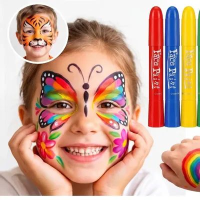Kit 6 Bastões Pintura Facial Infantil Lavável Atóxico