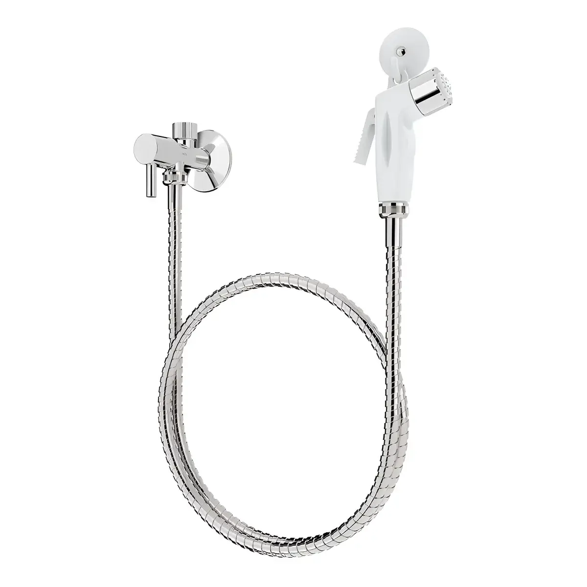 Ducha Higiênica Blukit 1.2m Branco/Cromado Parede com Mangueira Flexível