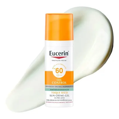 EUCERIN Protetor Solar Facial Oil Control FPS 60 50ml, Antioleosidade, Rosto, Proteção UVA, UVB e Luz Visível