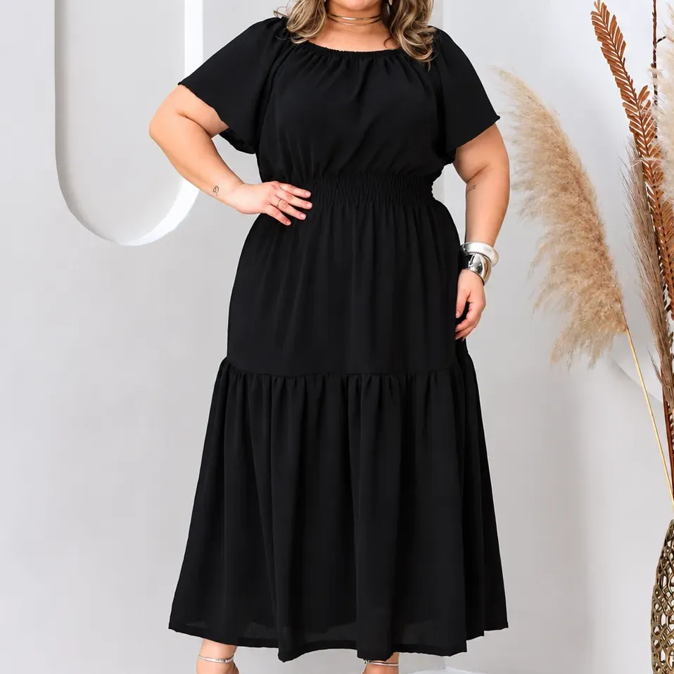 Vestido Lastex Longo Plus Size Instagram