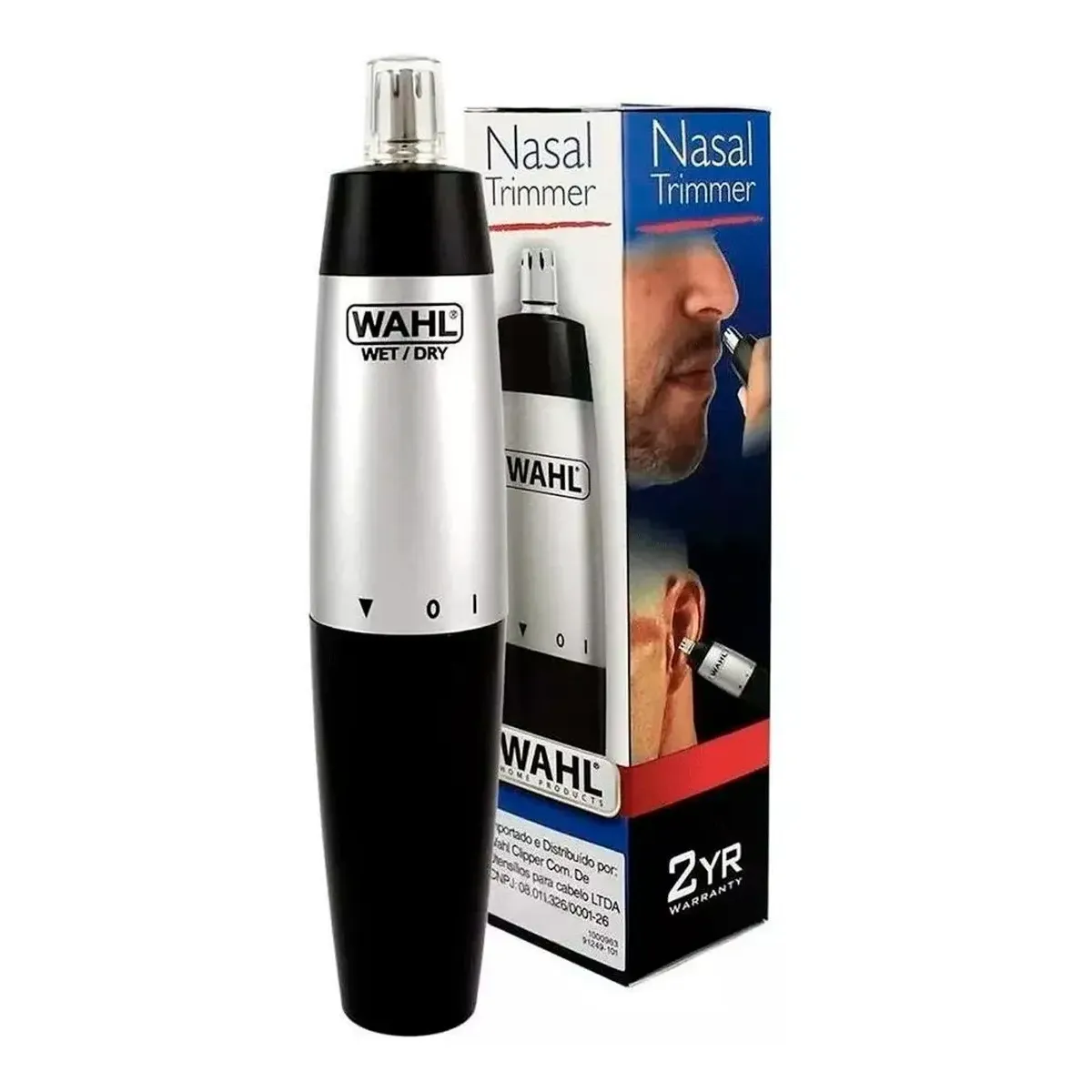 Aparador De Pelos Nasal Wahl Nariz Orelha Portátil 12 X S/j Cor Cinza Pilha AA
