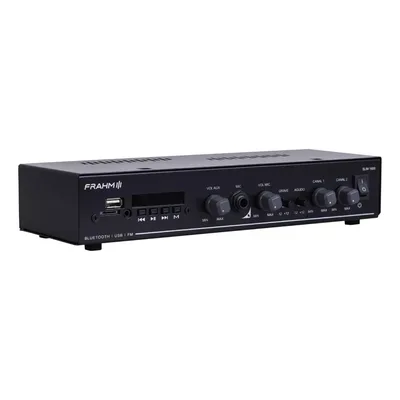 Amplificador Frahm Slim 1600 G5 60W RMS Bluetooth Bivolt Automático com USB, FM, MicroSD, Entrada RCA, P2 e Microfone P10