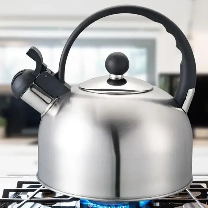 Chaleira Inox 2L Com Apito Aço Inoxidável Cabo Nylon Indução